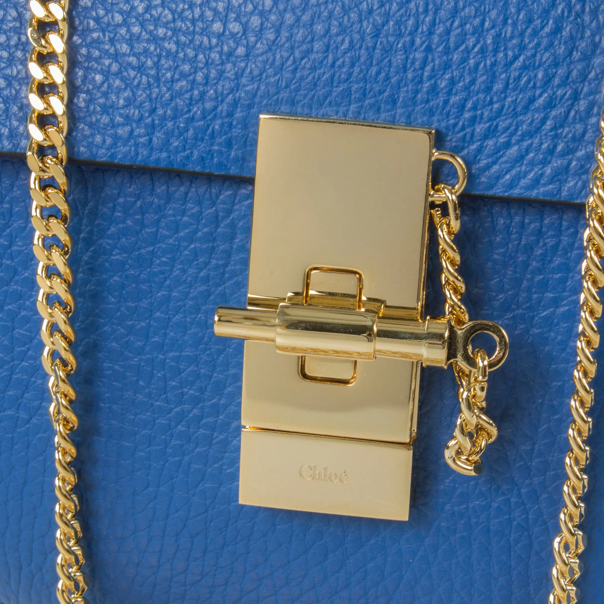 Chloe Drew Bag | Blue with Gold Hardware | Small