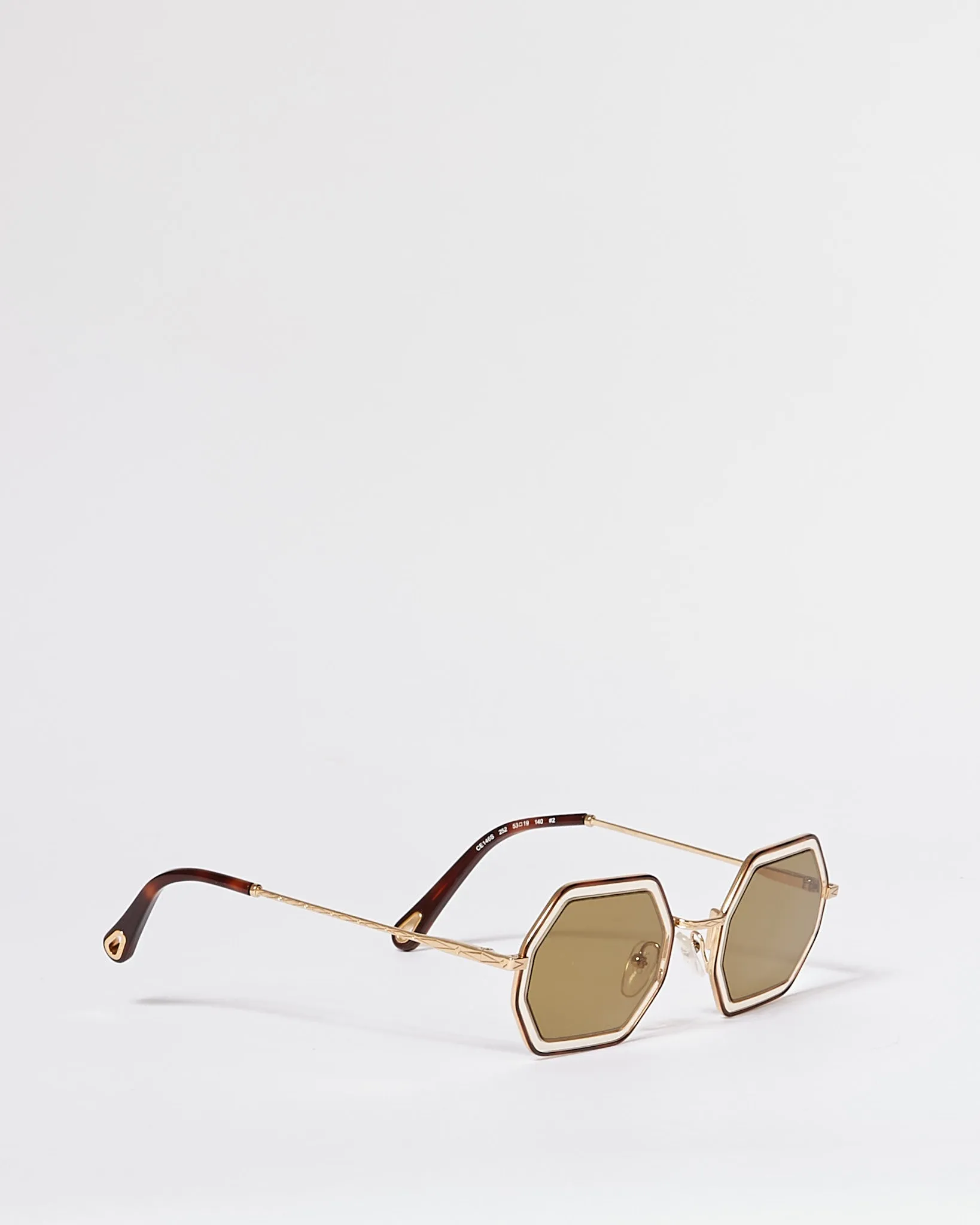Chloe Gold Small Octagon Frame Sunglasses