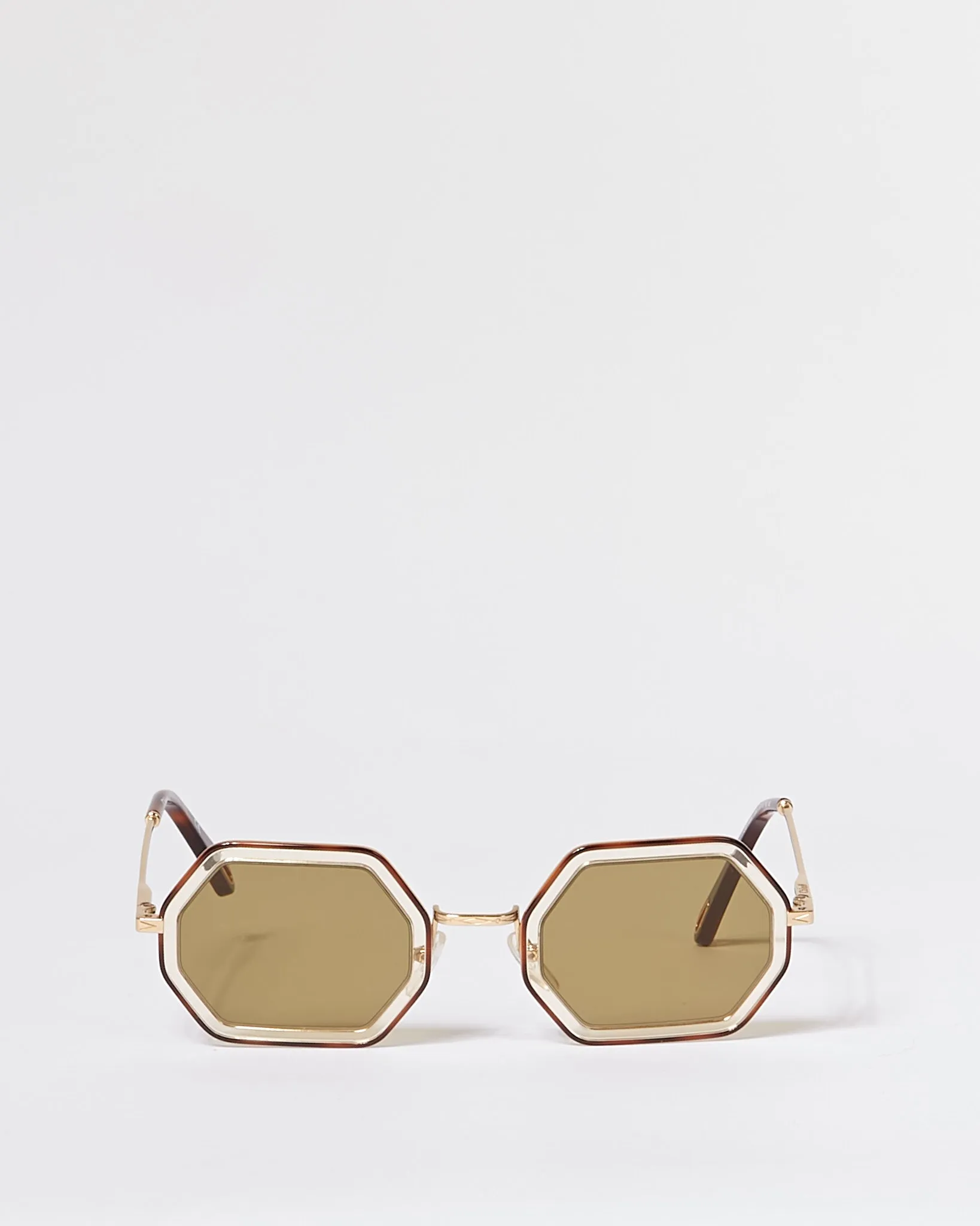 Chloe Gold Small Octagon Frame Sunglasses