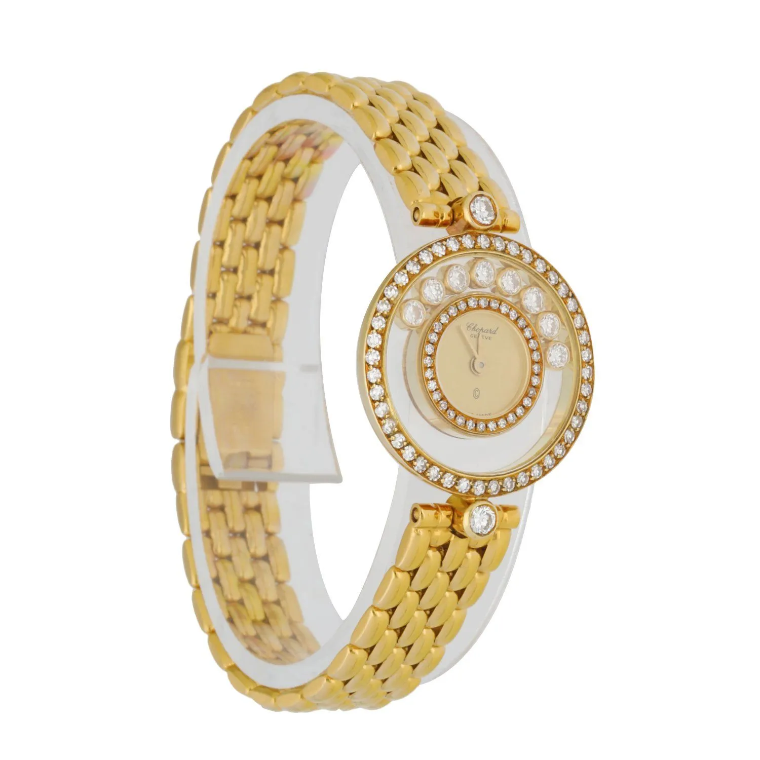 Chopard Happy diamonds 4054 18K Yellow Gold W/Diamond Bezel Box & Papers