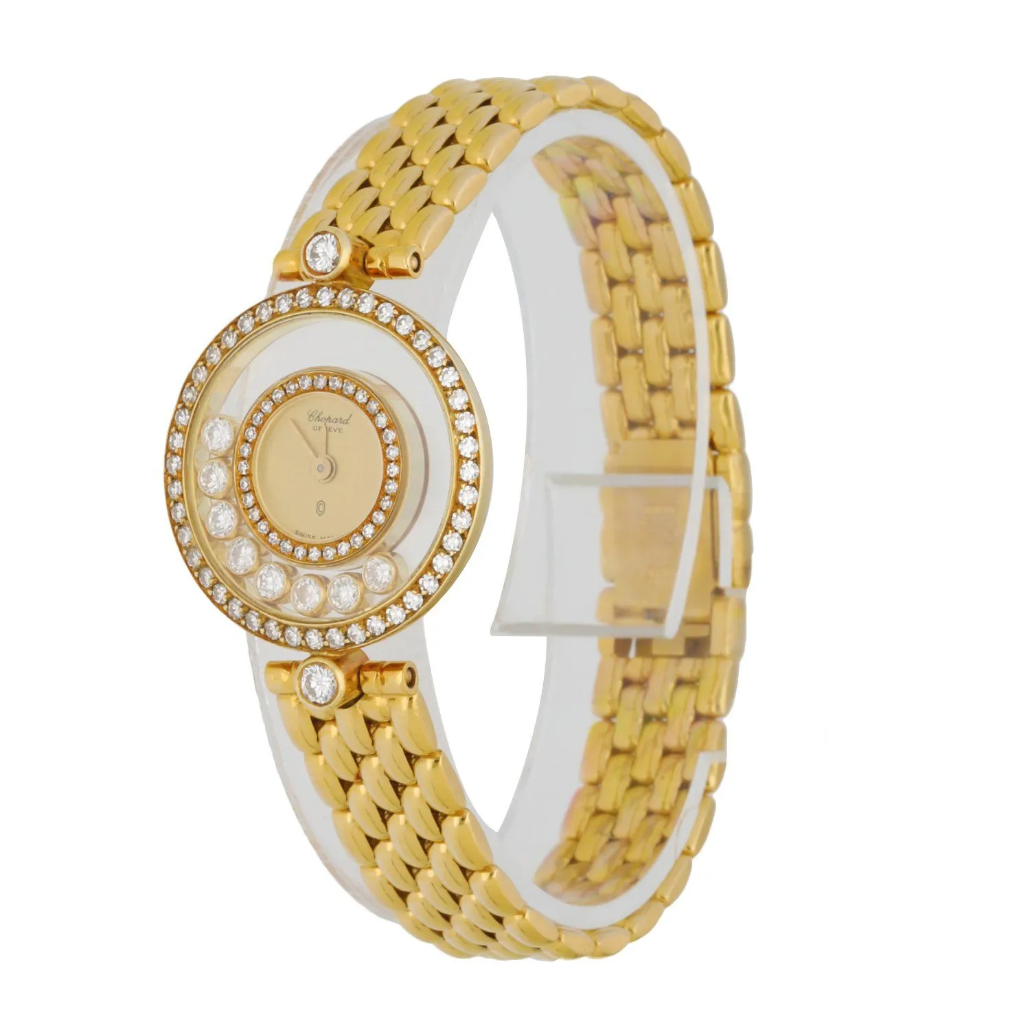 Chopard Happy diamonds 4054 18K Yellow Gold W/Diamond Bezel Box & Papers