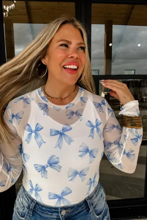 CHRISSA BOW MESH TOPS