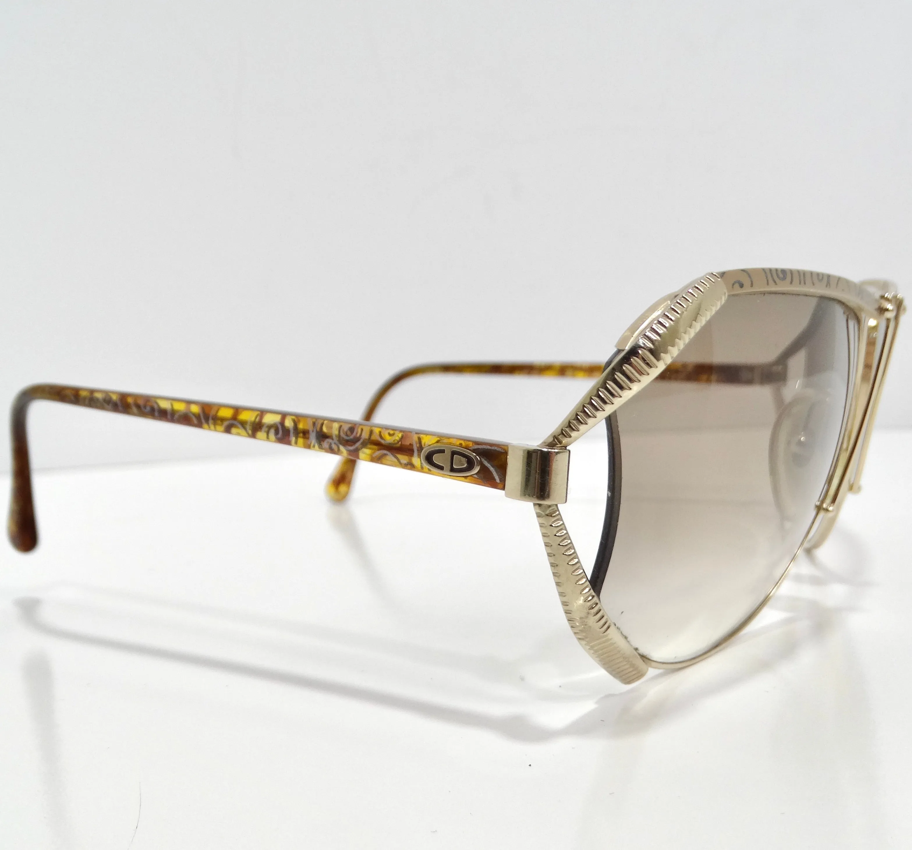 Christian Dior 1980s Gold Tone Aviator Sunglasses