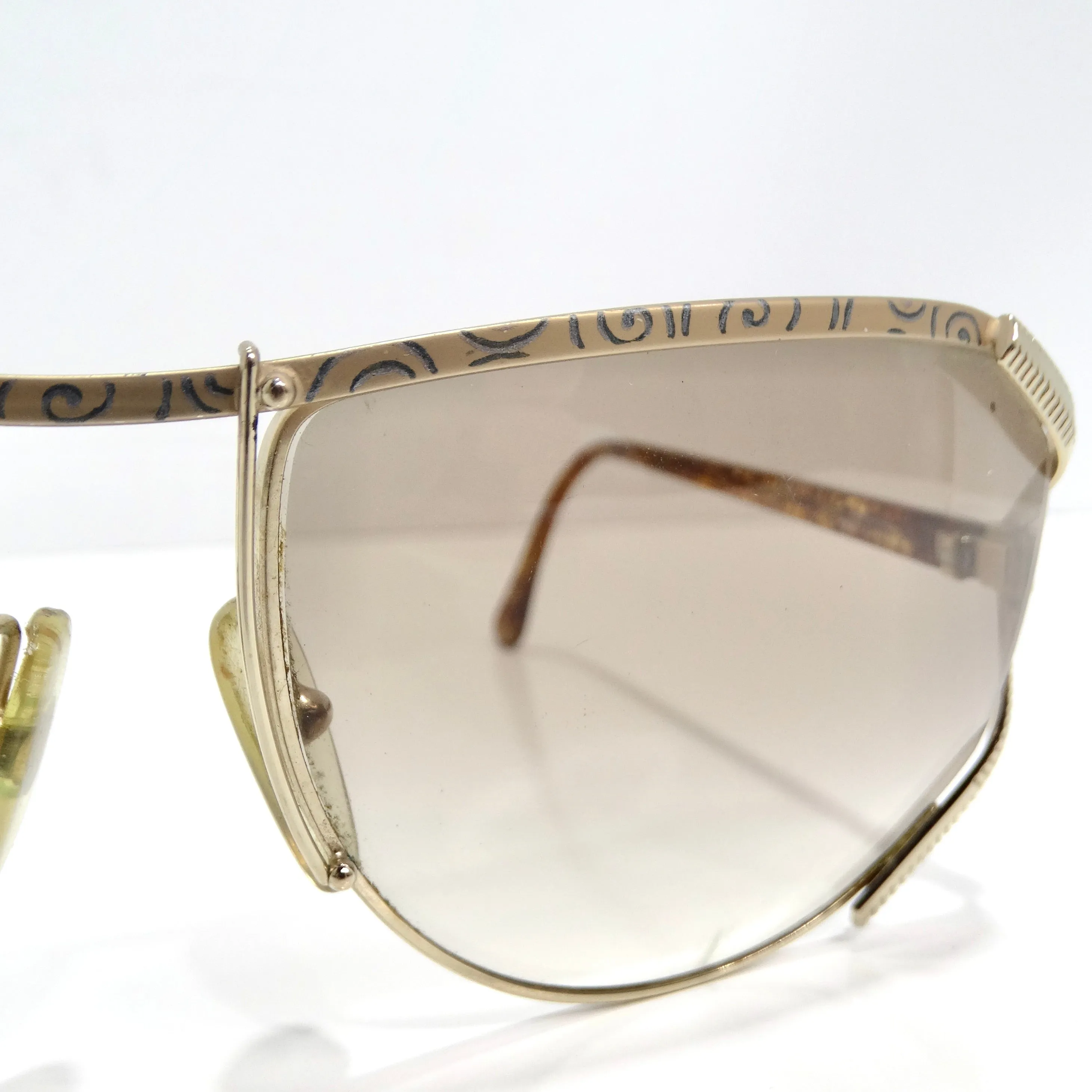Christian Dior 1980s Gold Tone Aviator Sunglasses