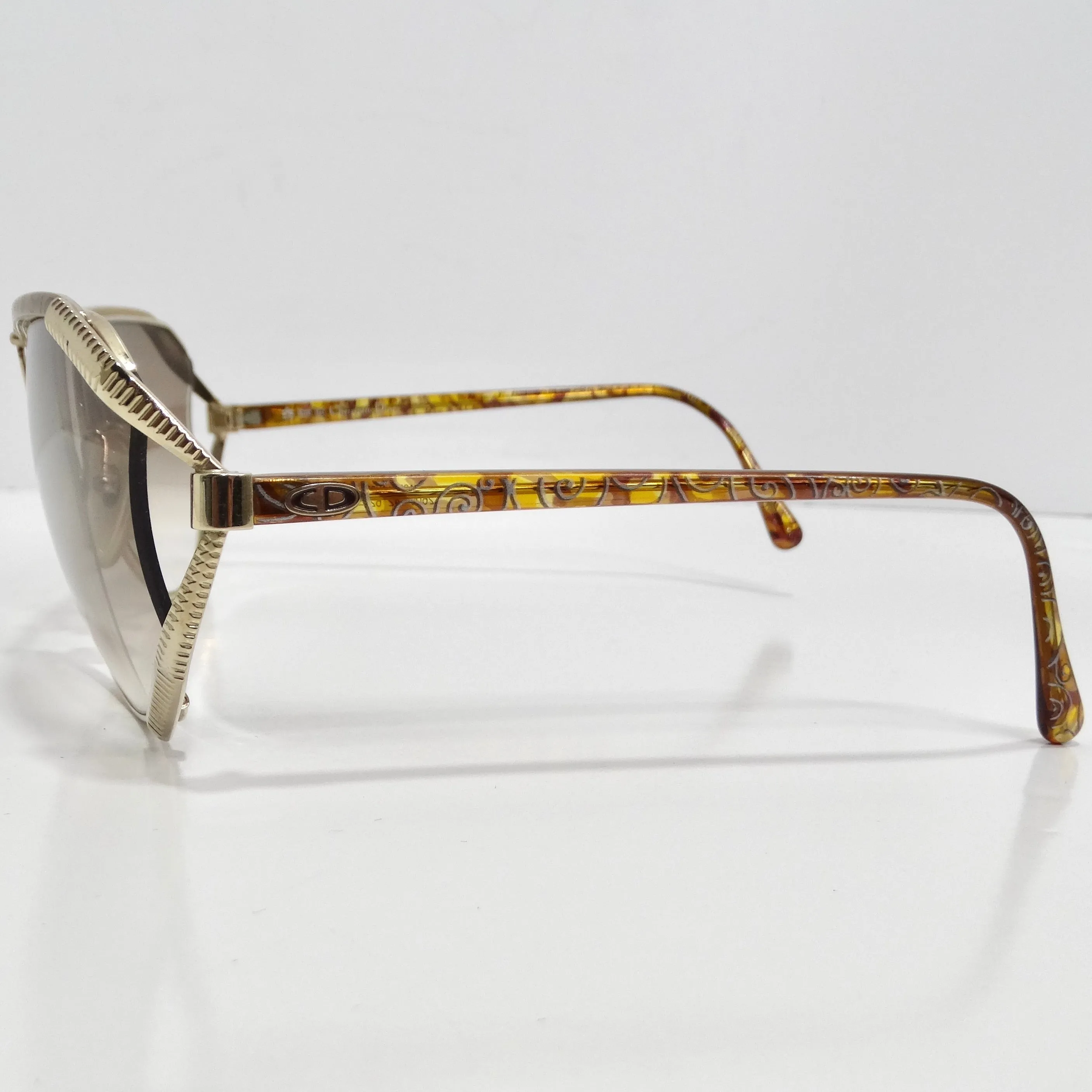 Christian Dior 1980s Gold Tone Aviator Sunglasses