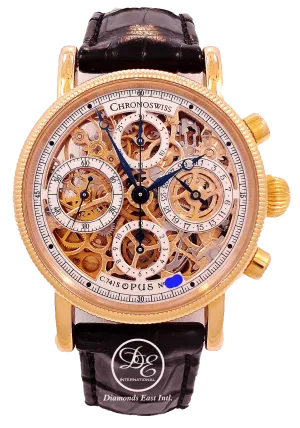 CHRONOSWISS OPUS CH7521 18K Yellow Gold Chronograph SKELETON Dial 38mm