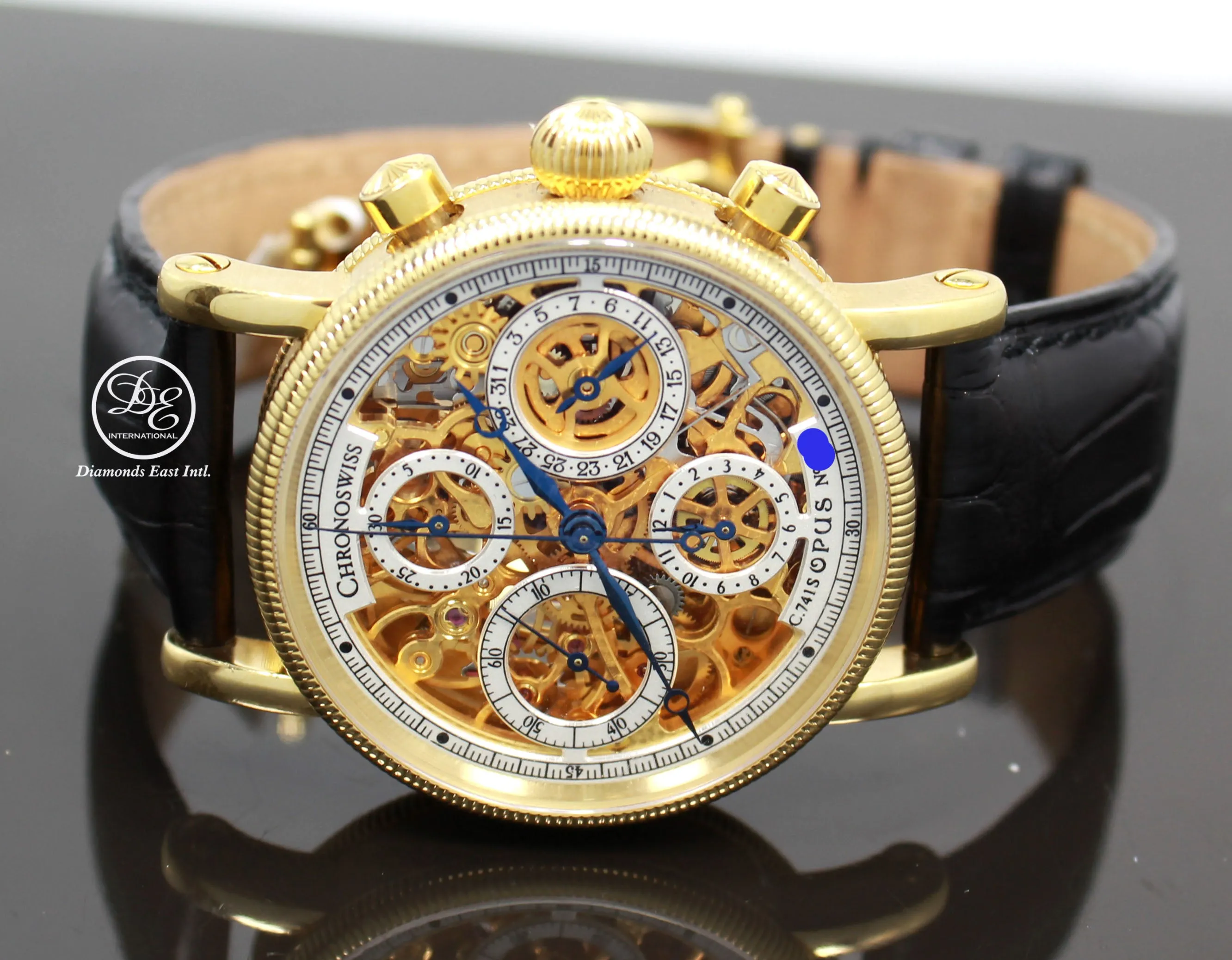 CHRONOSWISS OPUS CH7521 18K Yellow Gold Chronograph SKELETON Dial 38mm