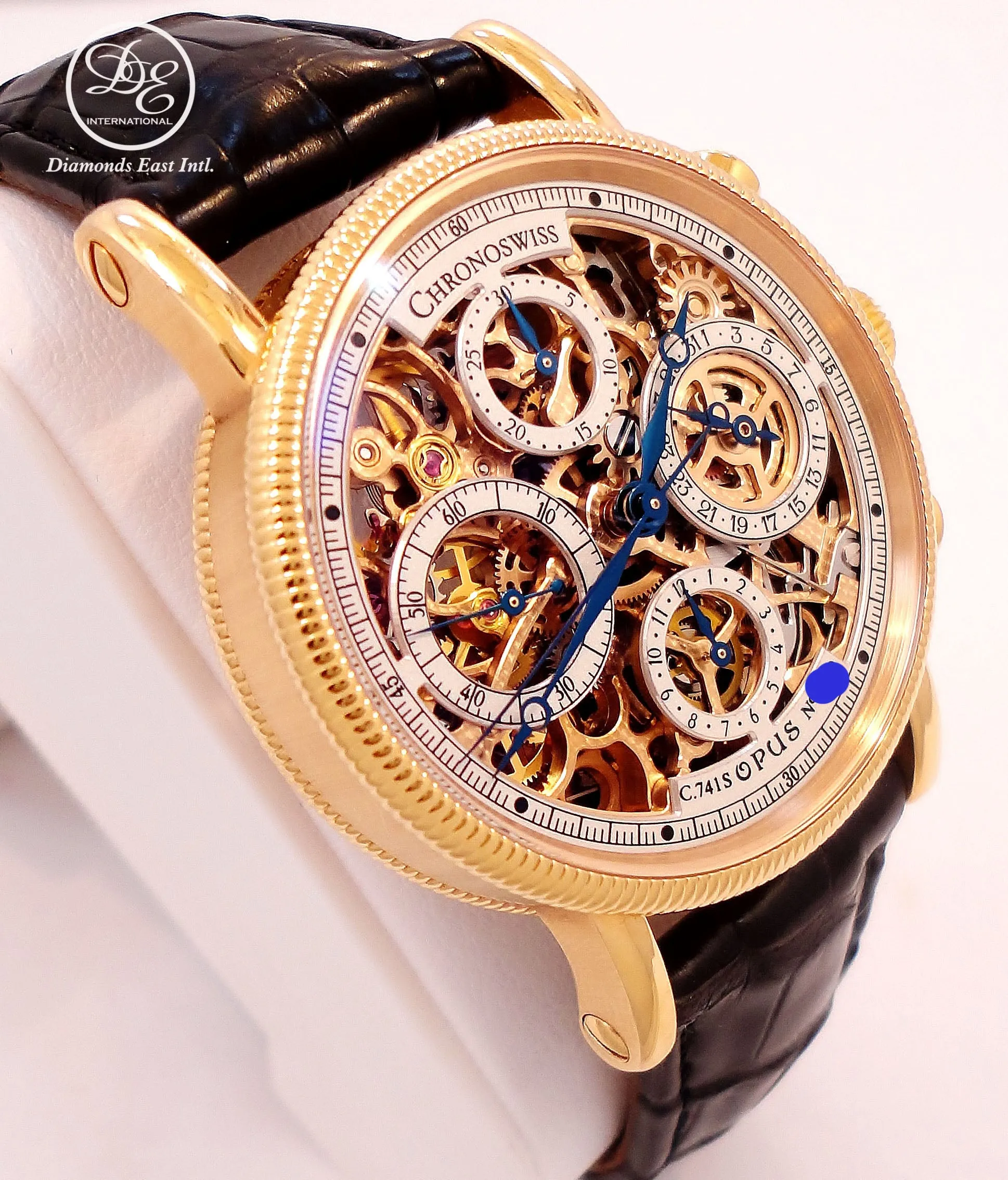 CHRONOSWISS OPUS CH7521 18K Yellow Gold Chronograph SKELETON Dial 38mm