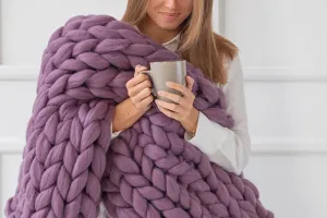 Chunky knit throw Merino wool
