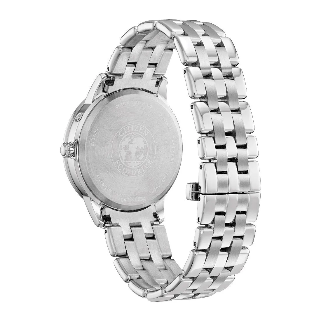 Citizen Calendrier Moon Phase Ladies Eco Drive Stainless Steel Diamond and Blue Dial Watch