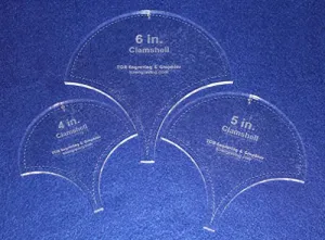 Clamshell Templates. 4", 5", 6". - Clear Acrylic ~1/4"