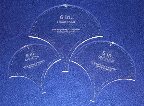 Clamshell Templates. 4", 5", 6". - Clear Acrylic ~1/4"