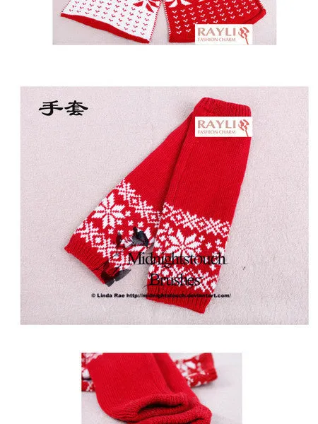 clearance - snowflake three-set scarf hat wristwarmer