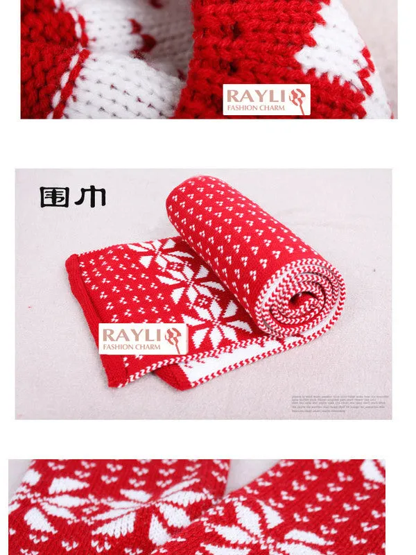 clearance - snowflake three-set scarf hat wristwarmer
