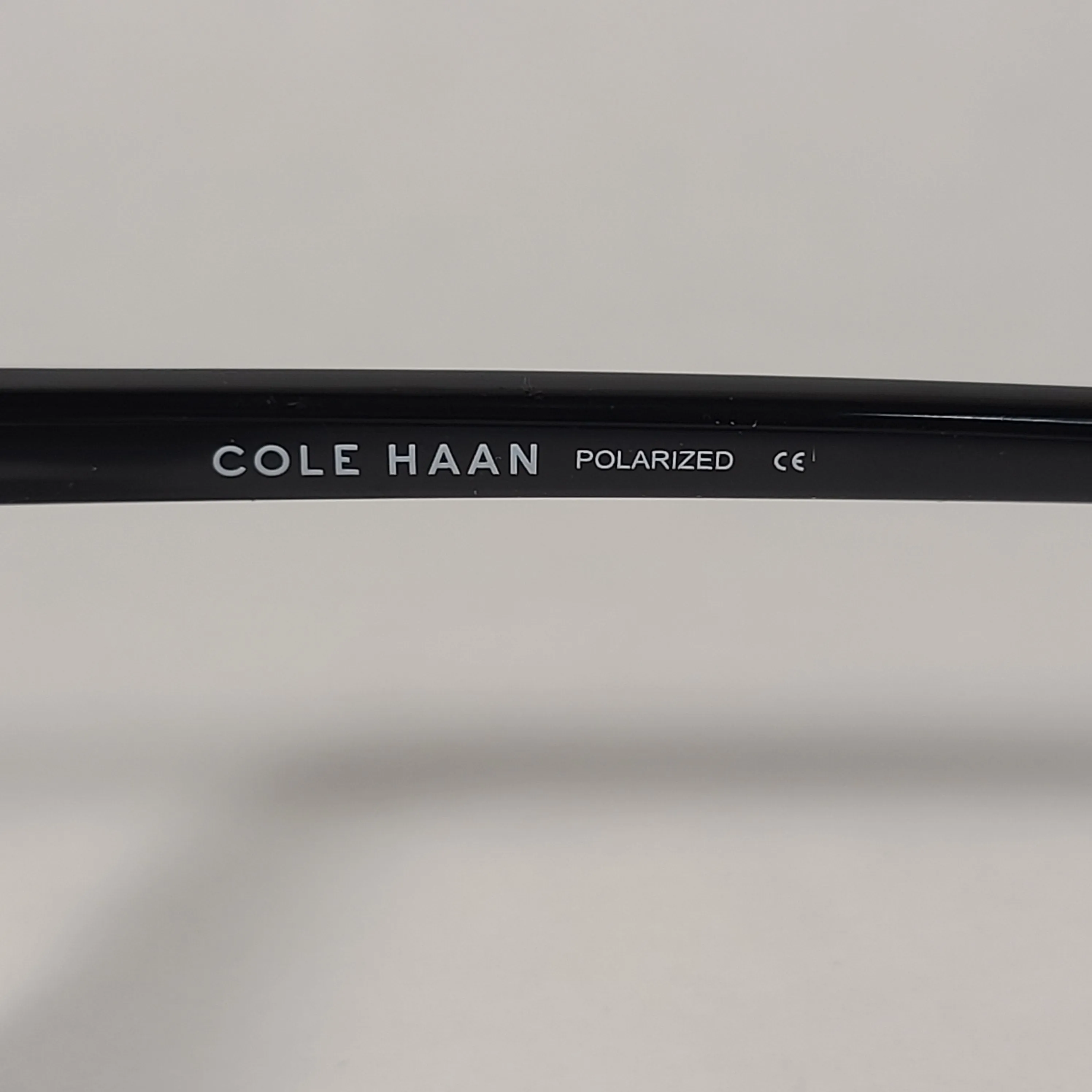 Cole Haan CH8505 001 Polarized Square Club Sunglasses Shiny Black Gold Trim Gray Lens