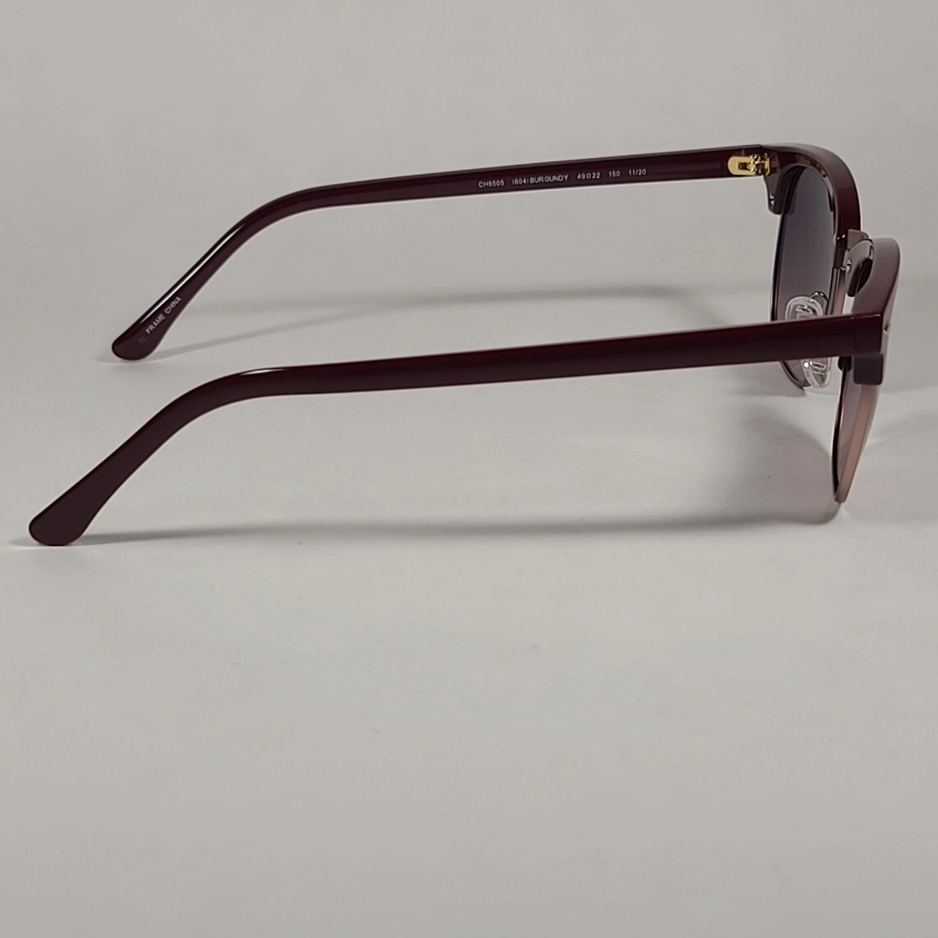 Cole Haan CH8505 604 Polarized Square Club Sunglasses Burgundy Gold Trim Frame Tinted Lens