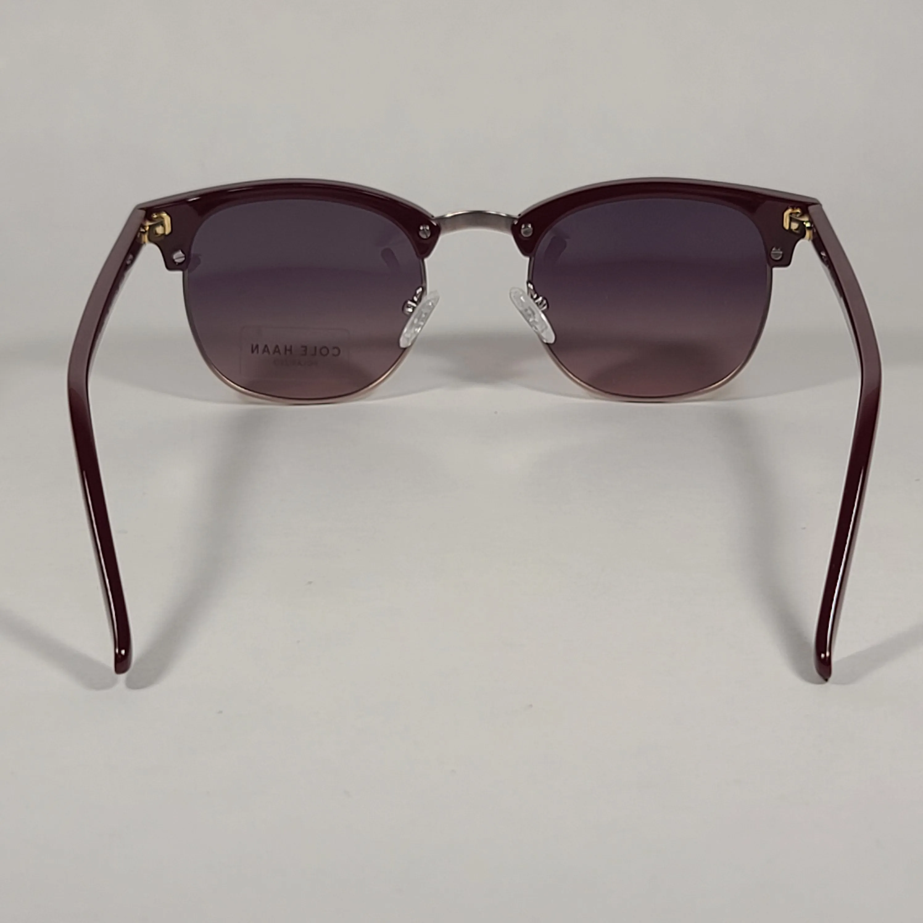 Cole Haan CH8505 604 Polarized Square Club Sunglasses Burgundy Gold Trim Frame Tinted Lens