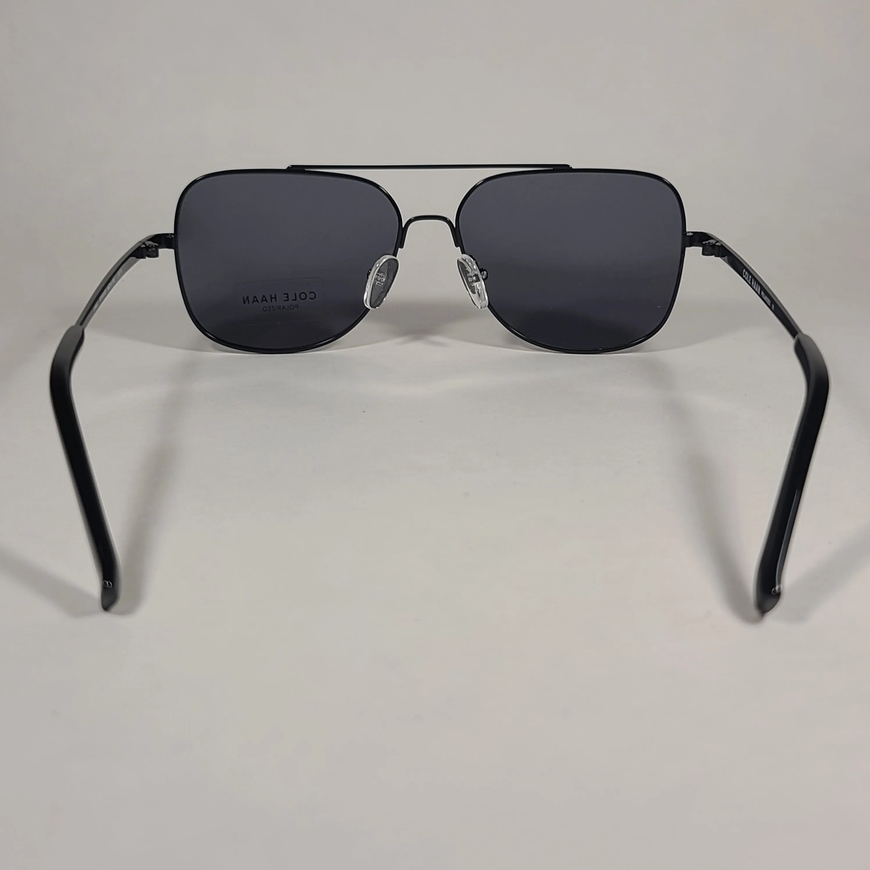 Cole Haan Polarized Navigator Sunglasses Shiny Black Frame Gray Lens CH8002 001 BLACK