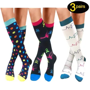 Color mixed-3Pairs Compression Socks by Actinput