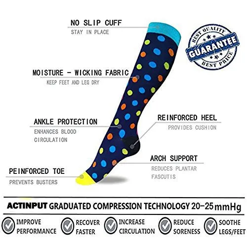 Color mixed-3Pairs Compression Socks by Actinput