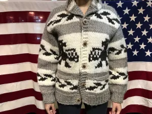 Cowichan Indian Hand Knitted Wool Vintage Cardigan