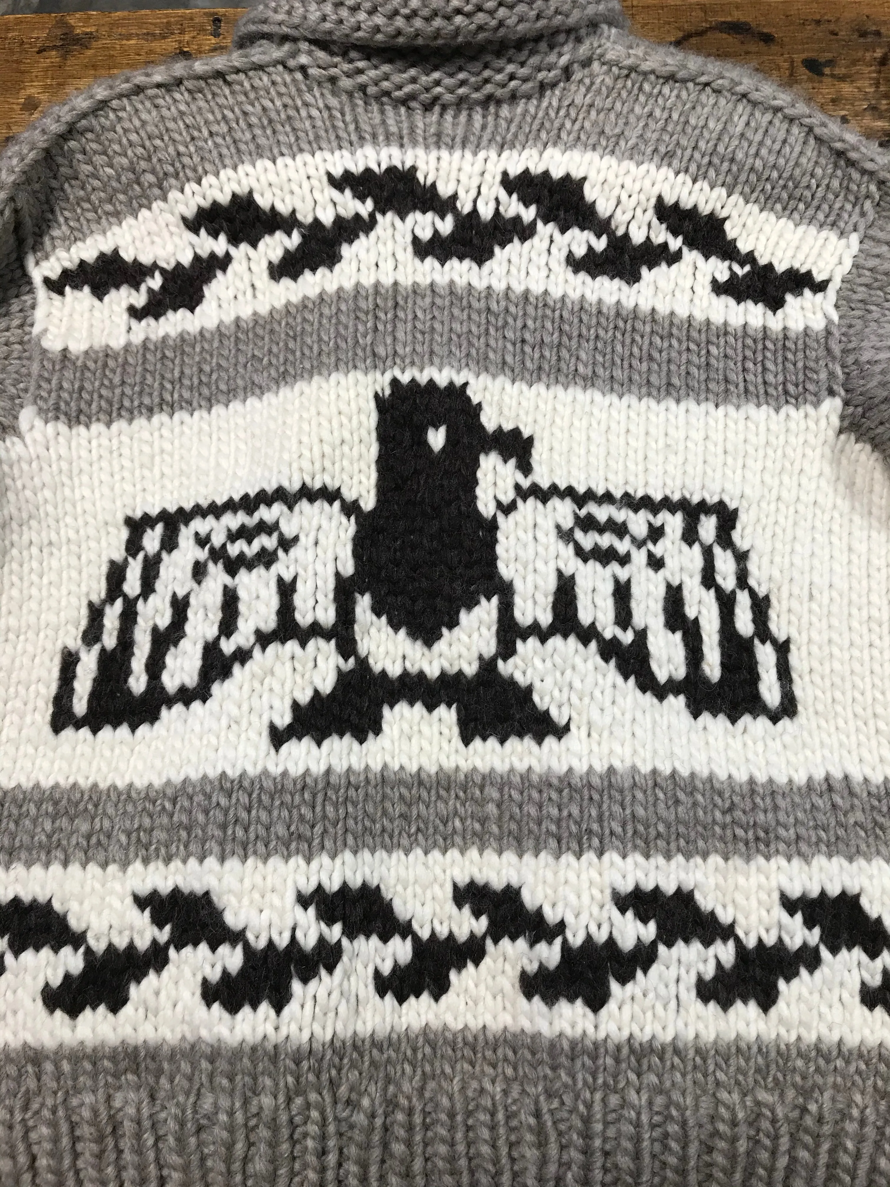Cowichan Indian Hand Knitted Wool Vintage Cardigan