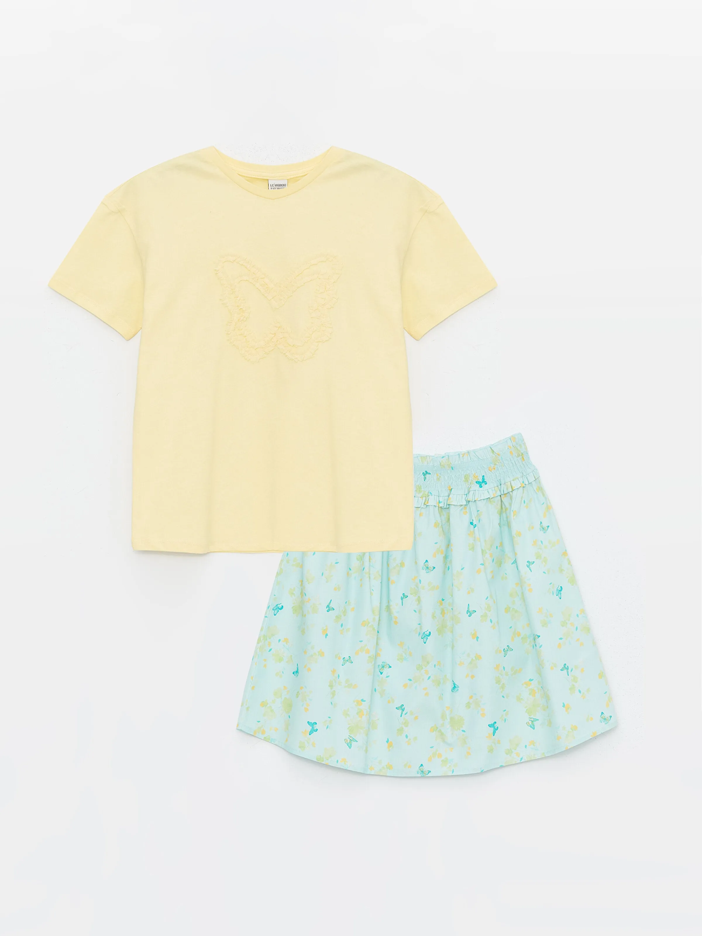 Crew Neck Girls T-Shirt And Skirt