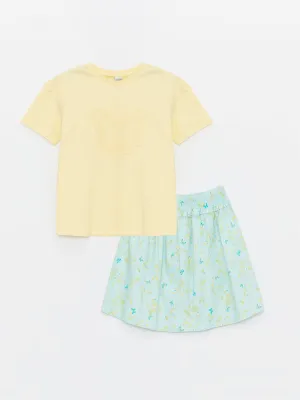 Crew Neck Girls T-Shirt And Skirt