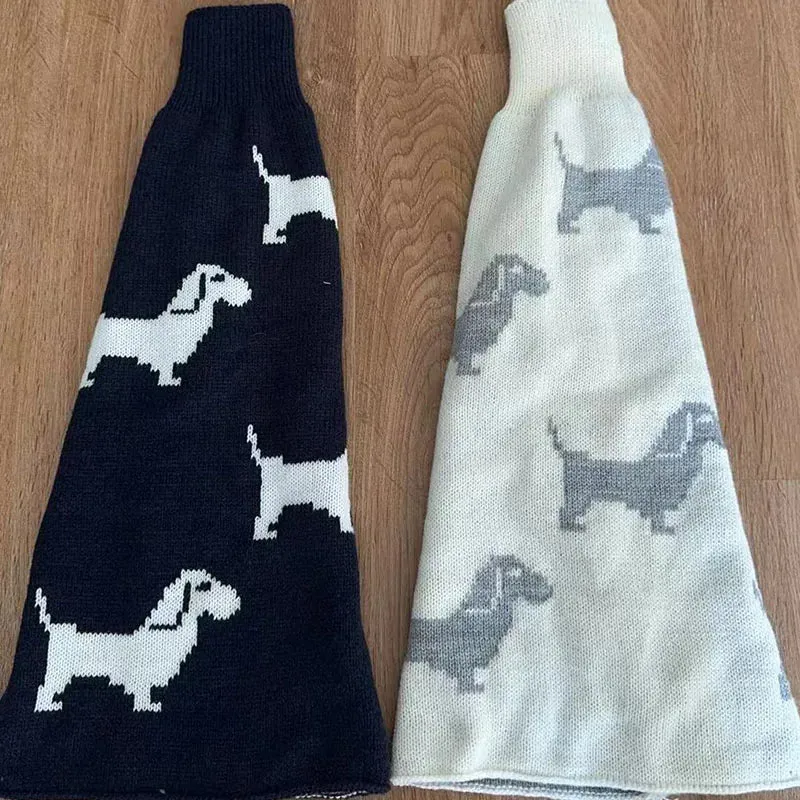 Cute Dachshund Dog Knit Leg Warmers Mid Calf Socks Ankle Covers Winter Thickened Warm Sweet Calf Socks Harajuku Leg Covers
