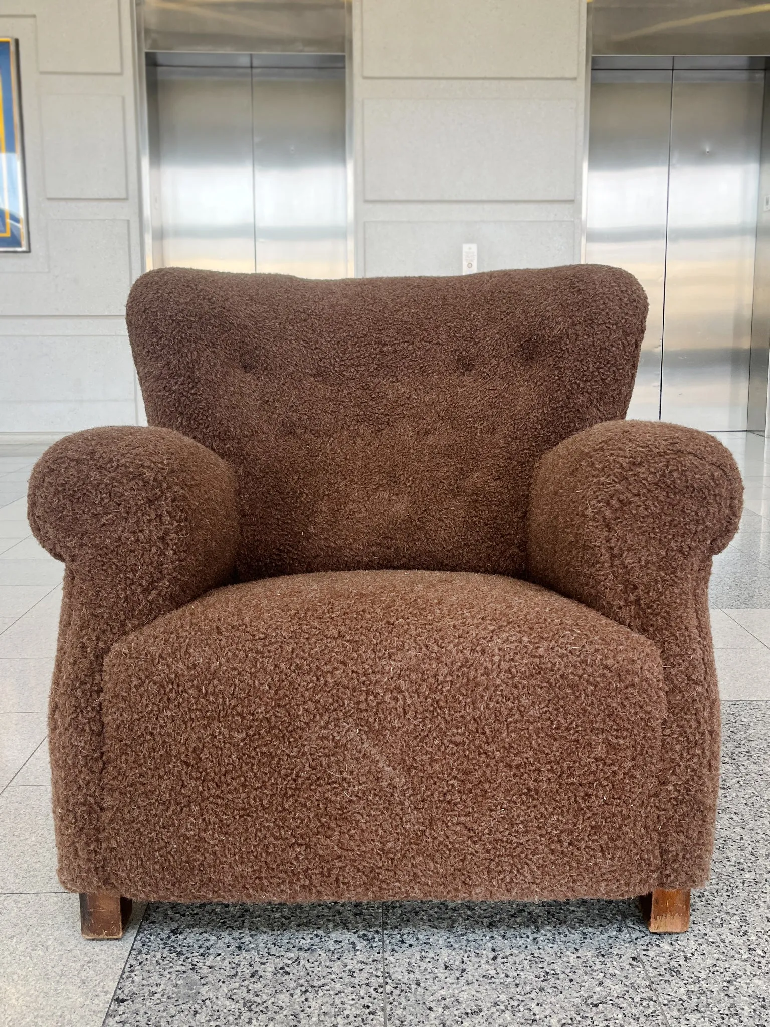 Danish Modern Brown Wool Lounge Chairs by Fritz Hansen