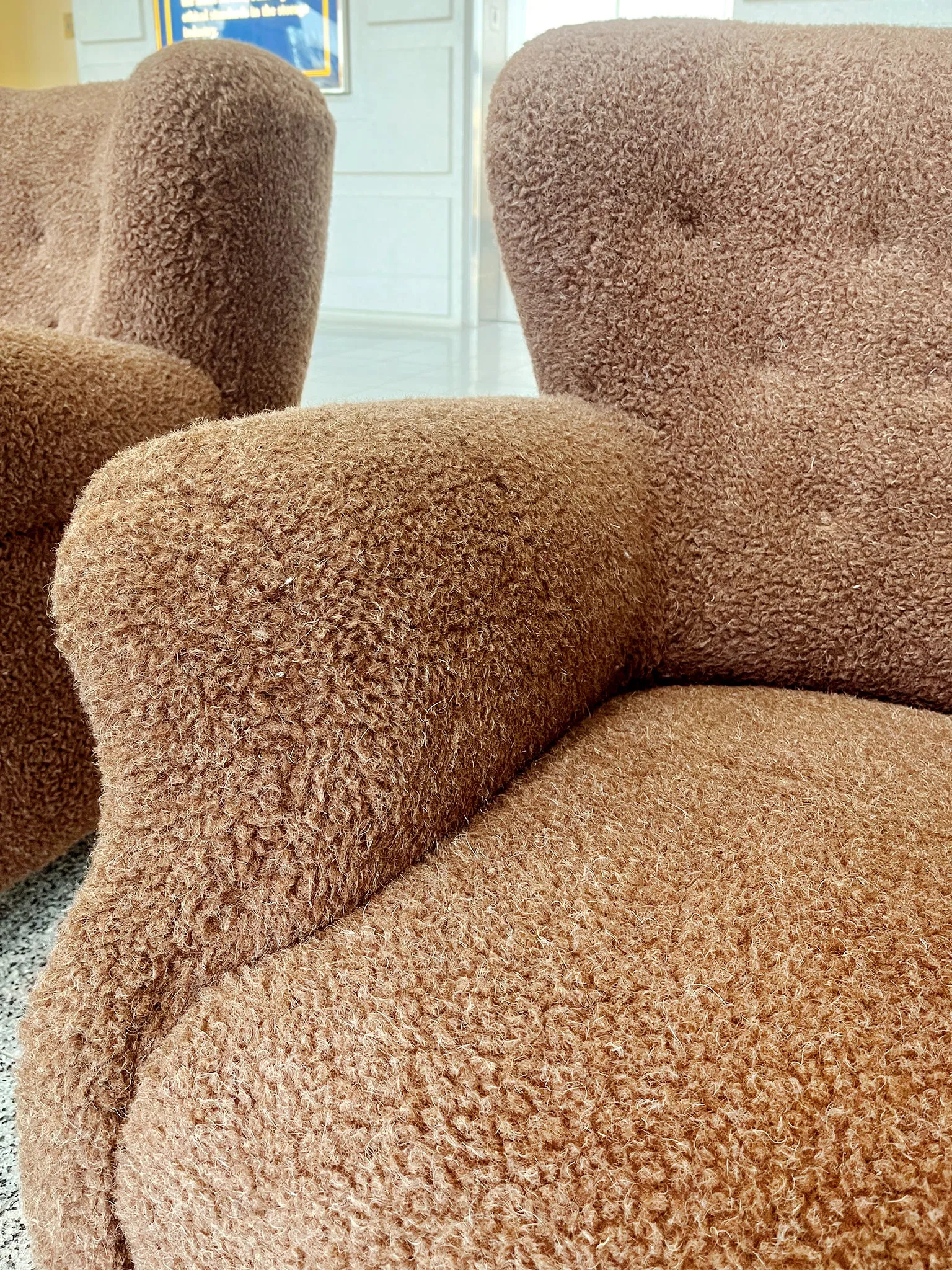 Danish Modern Brown Wool Lounge Chairs by Fritz Hansen