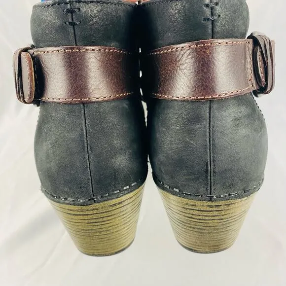 Dansko Tivoli Michelle Black Leather Ankle Boot Braided Buckle Size 6/36