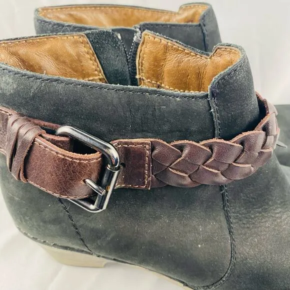 Dansko Tivoli Michelle Black Leather Ankle Boot Braided Buckle Size 6/36
