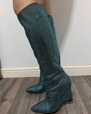 Diamonds Wedge Long Boots