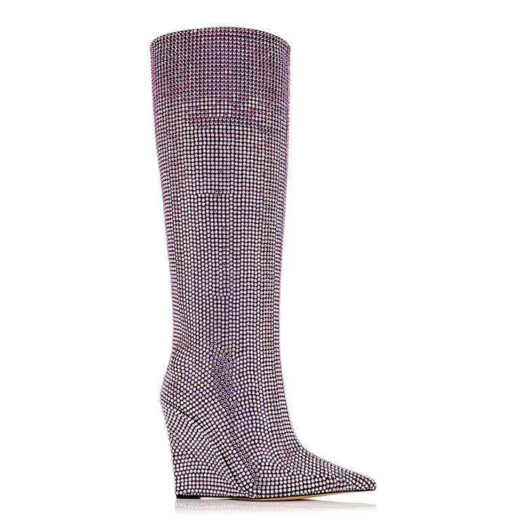 Diamonds Wedge Long Boots