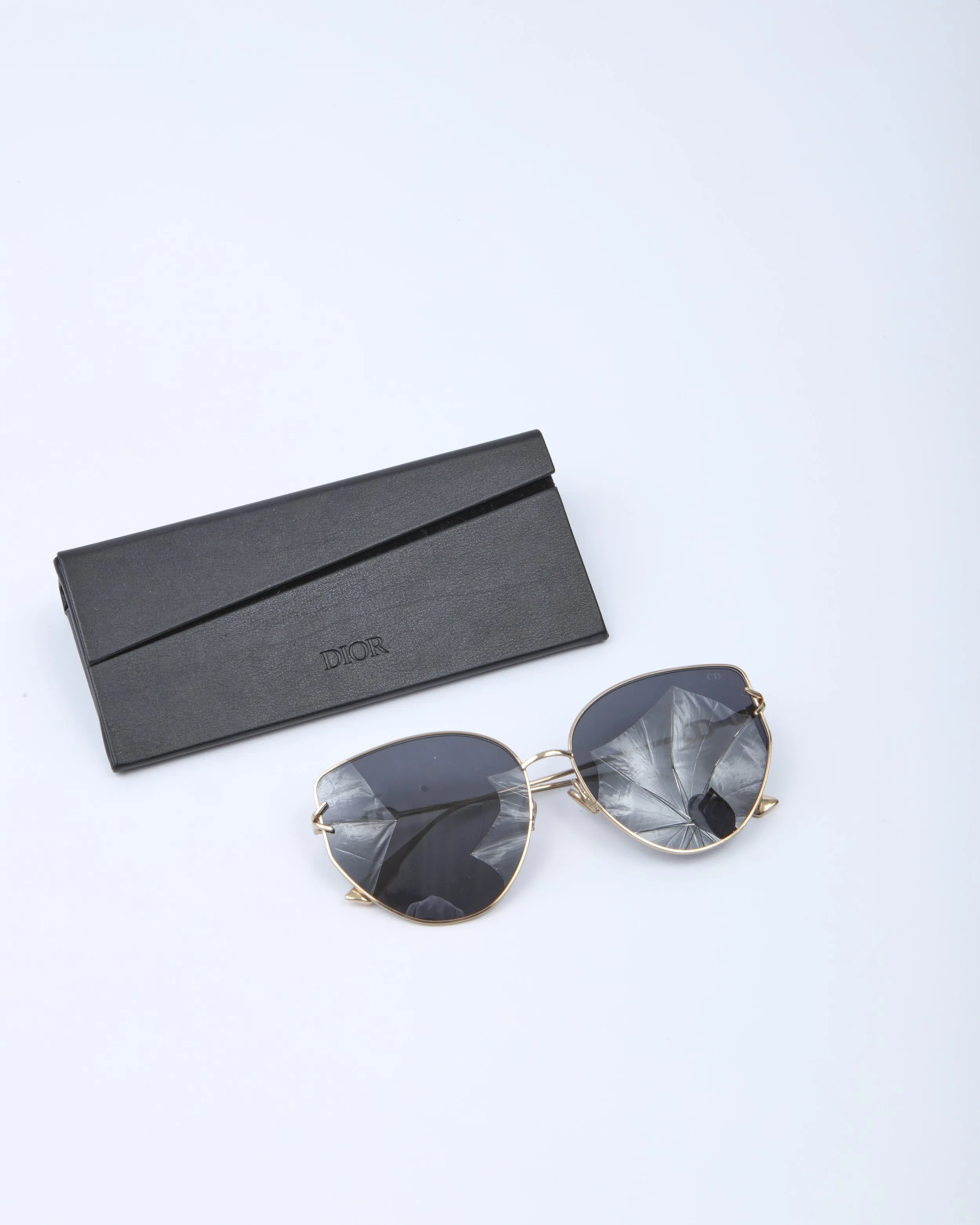 Dior Gold Frame Gipsy 1 J5G2K Cat Eye Sunglasses