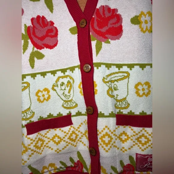 Disney Beauty and The Beast Rose Patterned Women's Cardigan Boxlunch Exclusive