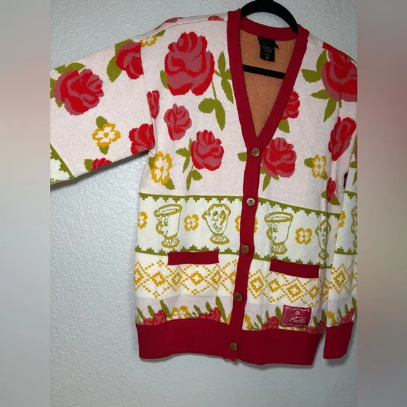 Disney Beauty and The Beast Rose Patterned Women's Cardigan Boxlunch Exclusive