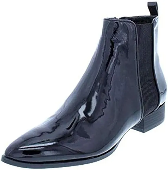 DKNY Womens Talie Pointed Toe Ankle Chelsea Boots, Patent Black, Size 5.0
