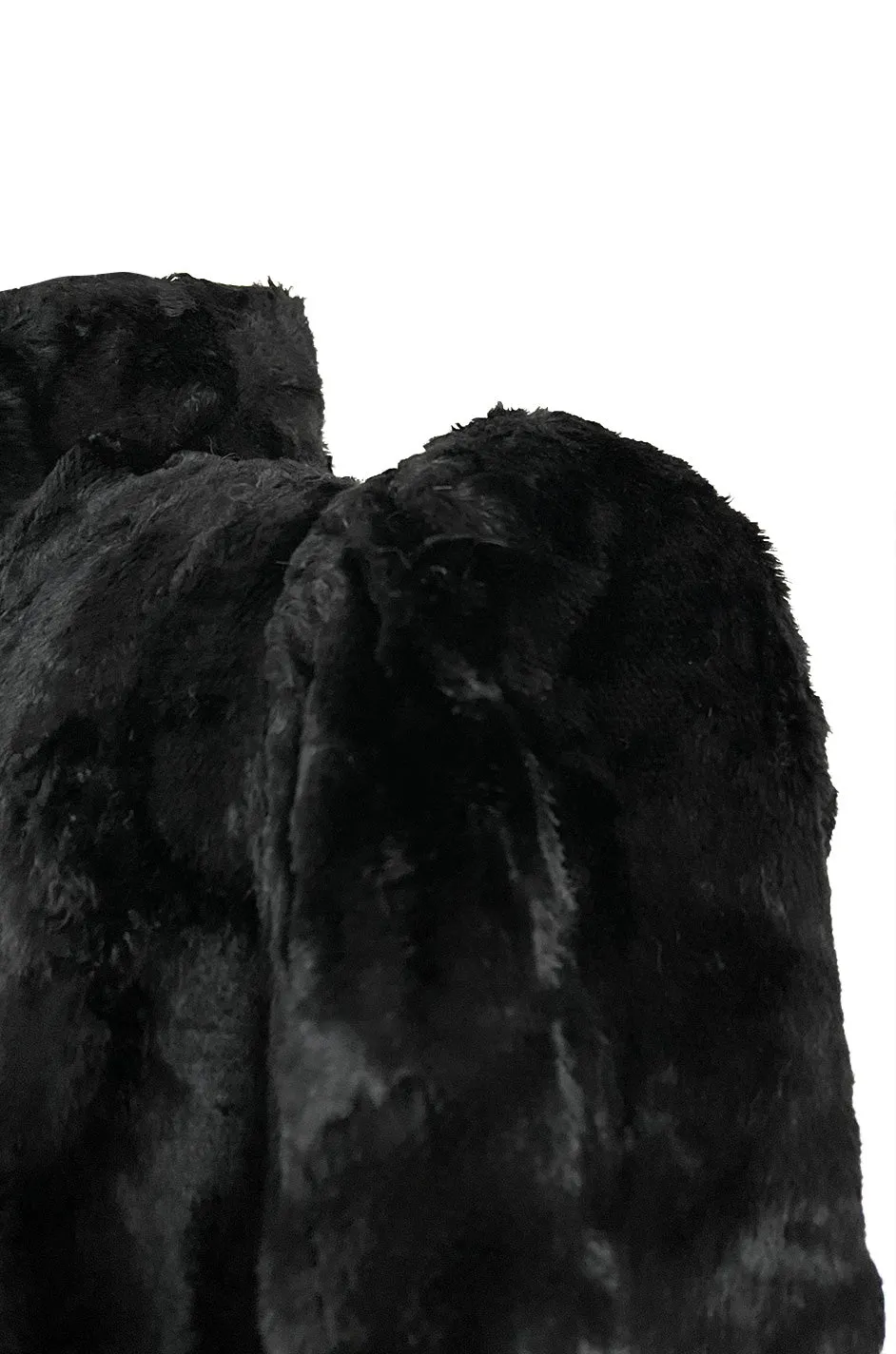 Documented 1973 Biba by Barbara Hulanicki Rare Maternity Label Black Faux Fur Swing Coat