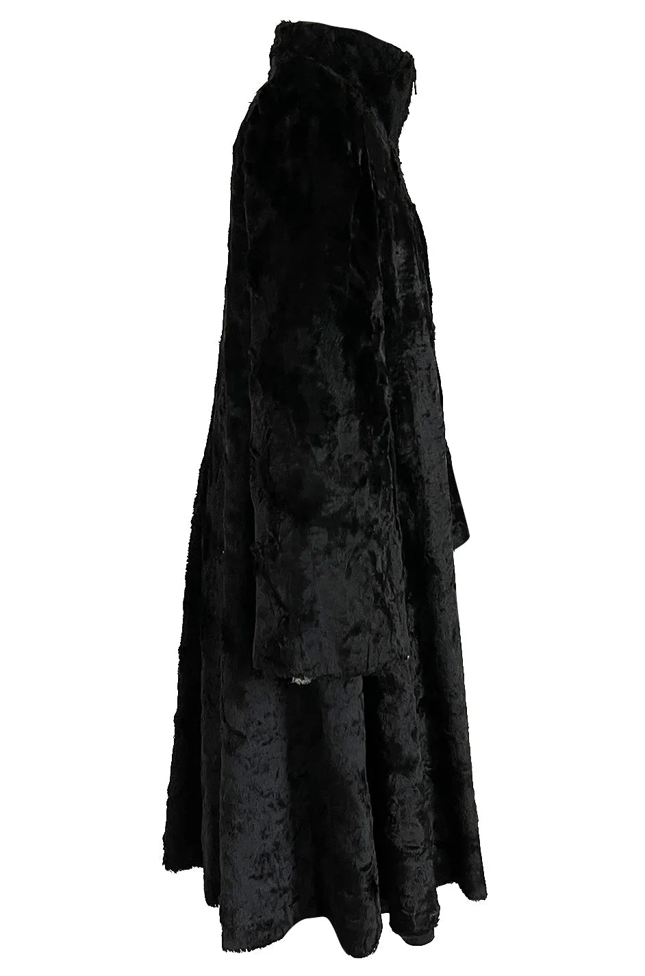 Documented 1973 Biba by Barbara Hulanicki Rare Maternity Label Black Faux Fur Swing Coat
