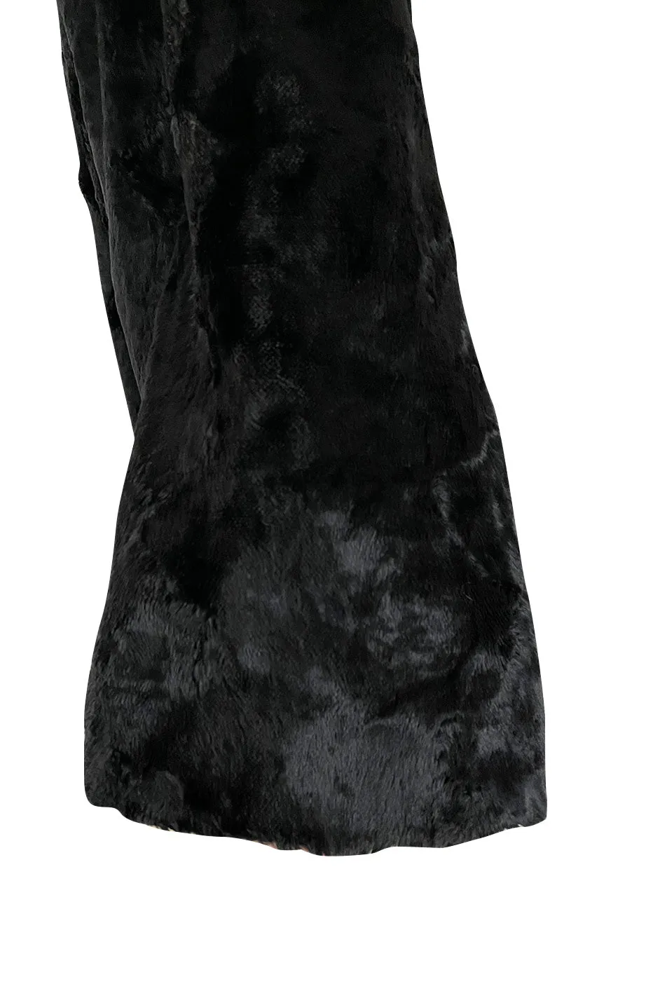 Documented 1973 Biba by Barbara Hulanicki Rare Maternity Label Black Faux Fur Swing Coat