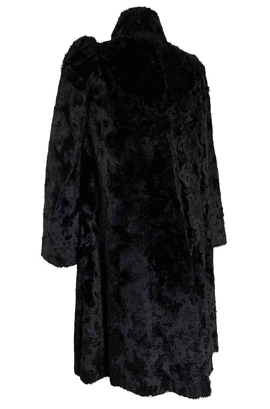 Documented 1973 Biba by Barbara Hulanicki Rare Maternity Label Black Faux Fur Swing Coat