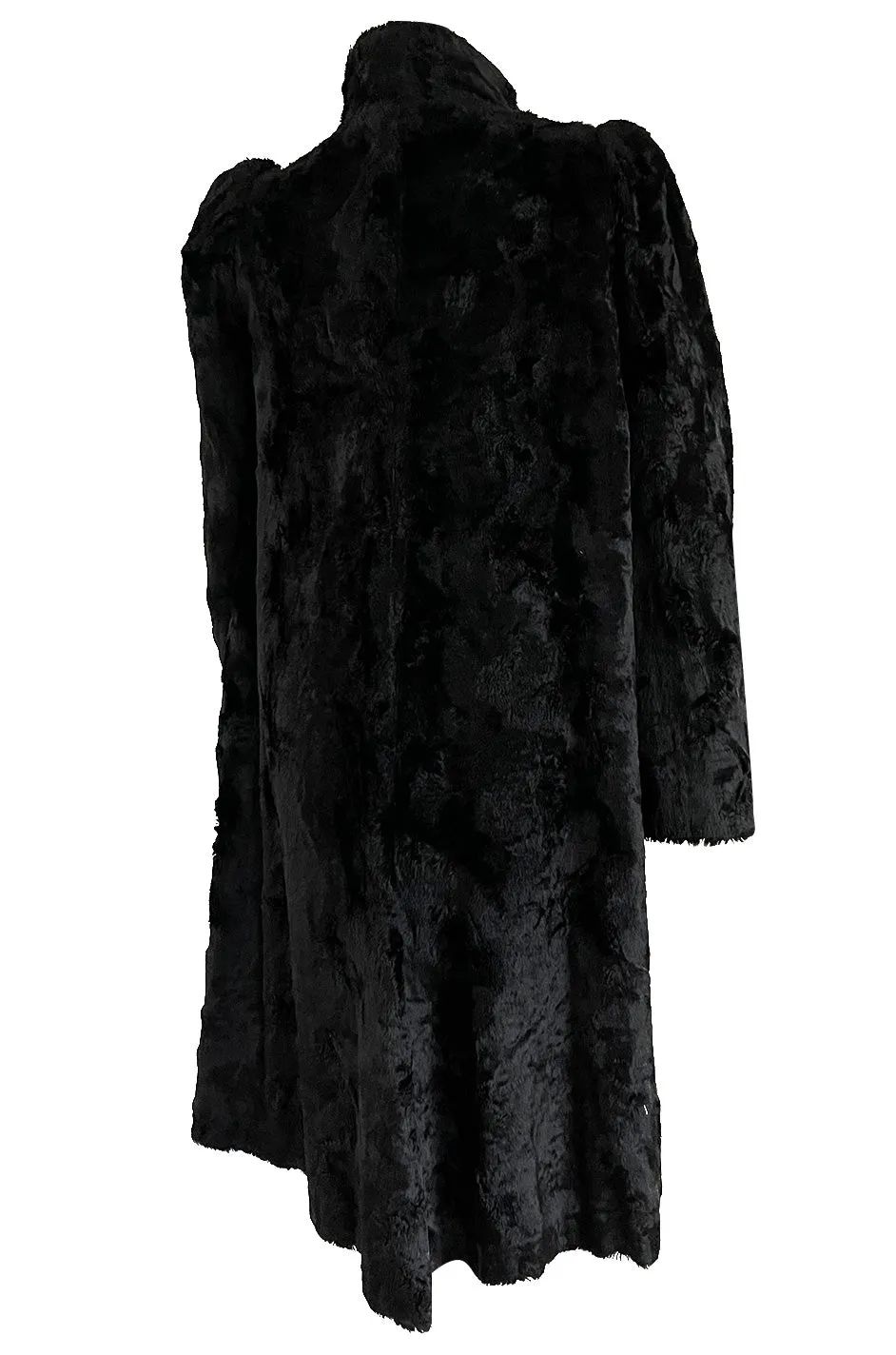 Documented 1973 Biba by Barbara Hulanicki Rare Maternity Label Black Faux Fur Swing Coat