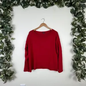 Eileen Fisher Long Sleeve Knit 100% Merino Wool Sweater Red Women’s Size M