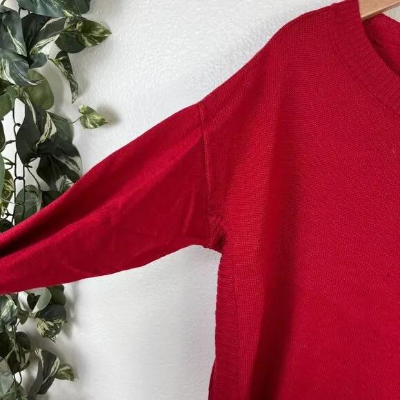 Eileen Fisher Long Sleeve Knit 100% Merino Wool Sweater Red Women’s Size M