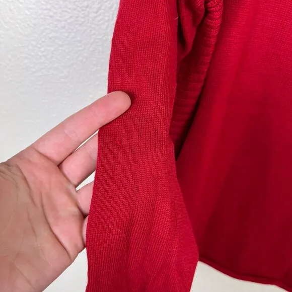 Eileen Fisher Long Sleeve Knit 100% Merino Wool Sweater Red Women’s Size M