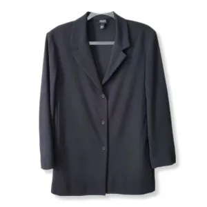 Eileen Fisher Women Wool Jacket Black M Minimalist Modern Career Boxy Italy Flaw