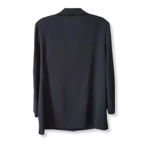 Eileen Fisher Women Wool Jacket Black M Minimalist Modern Career Boxy Italy Flaw