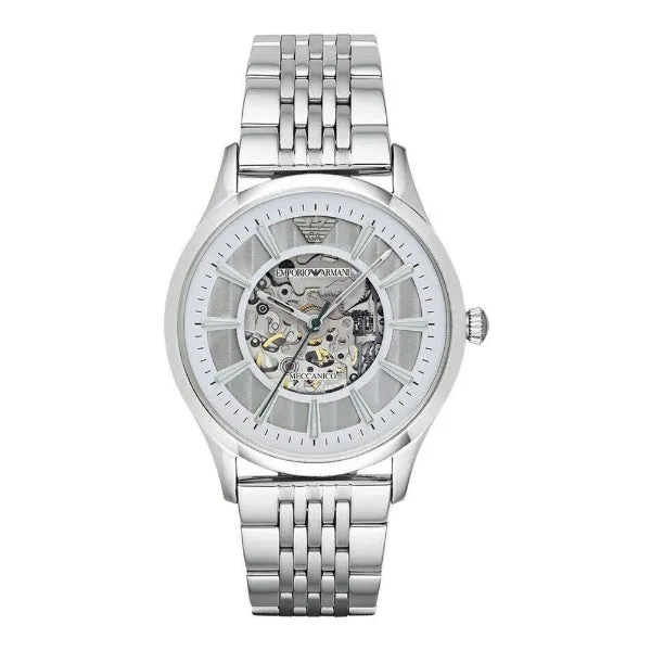 EMPORIO ARMANI Beta Silver Stainless Steel Silver (Skeleton) Dial Automatic Watch for Gents - AR1945